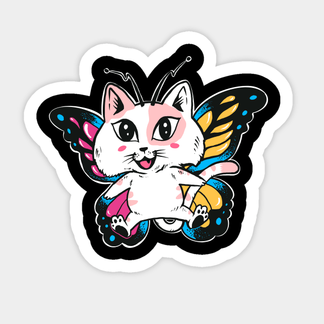 Cat butterfly Sticker by Paundra